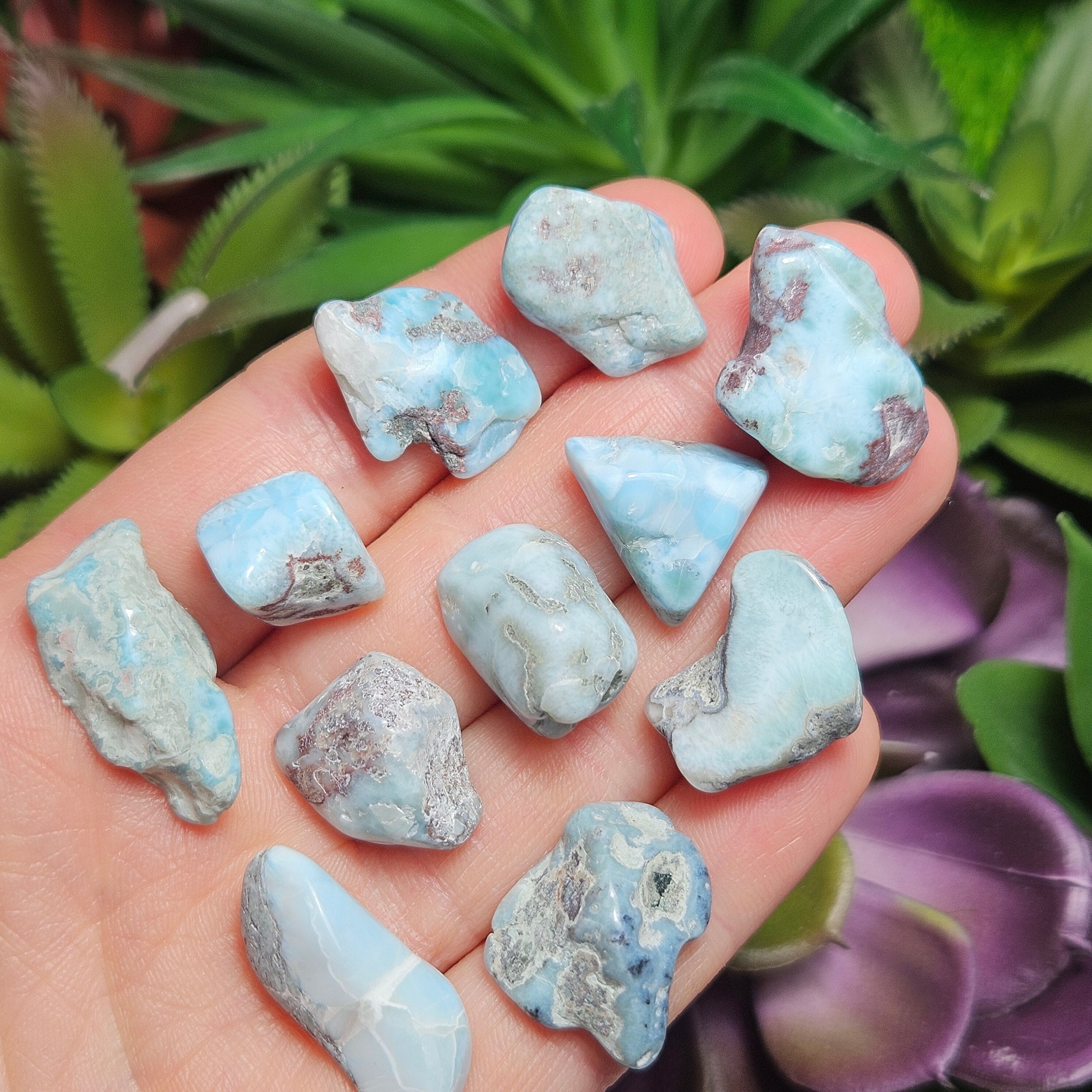Tumbled Larimar Crystal: Polished Blue Pectolite Stone, Caribbean Origin