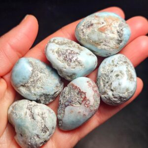 Polished Larimar Tumbled Stone, 1-1.25" - Blue Larimar Crystal Polished Larimar Tumbled Stone, 1-1.25" - Blue Larimar Crystal