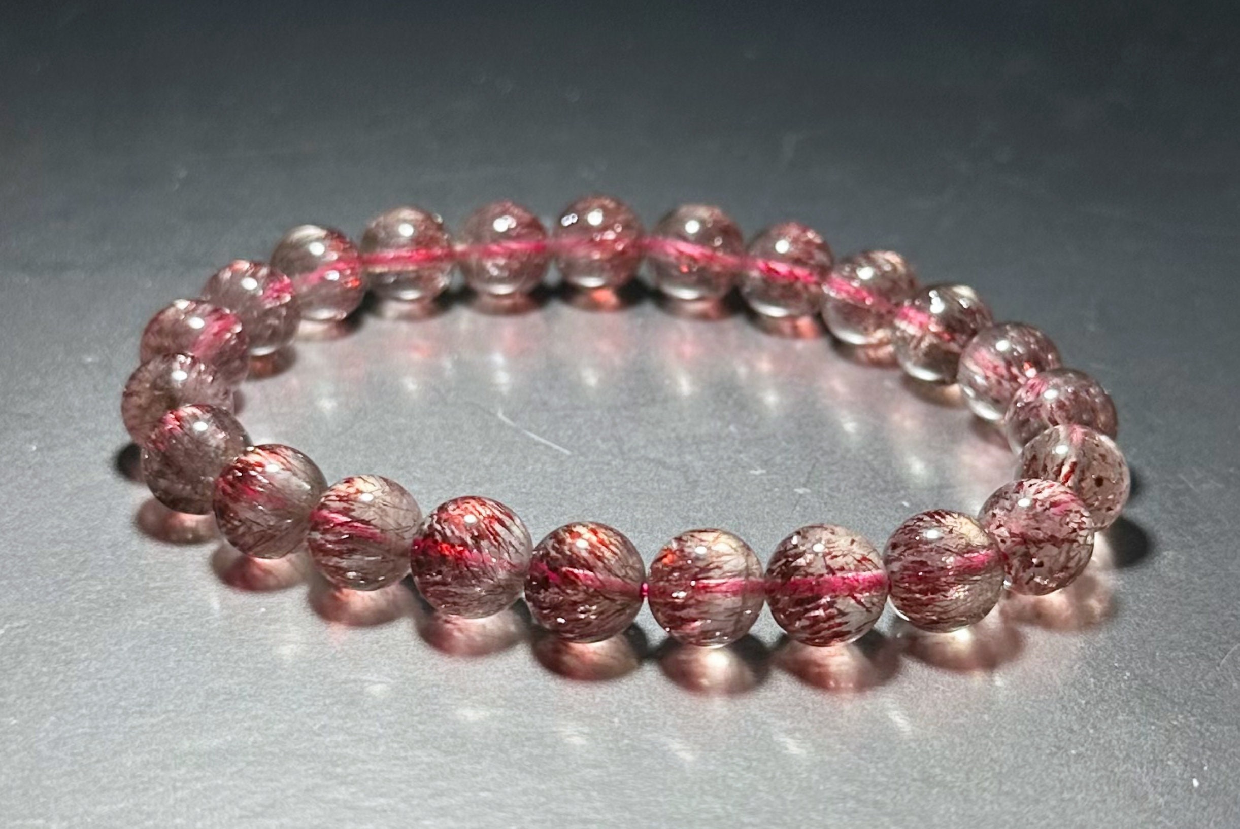 Certified Natural Top Grade Red Super Seven Crystal Beads Bracelet, Seven 7 Lepidocrocite Quartz Bracelet, 天然收藏级红超七手串