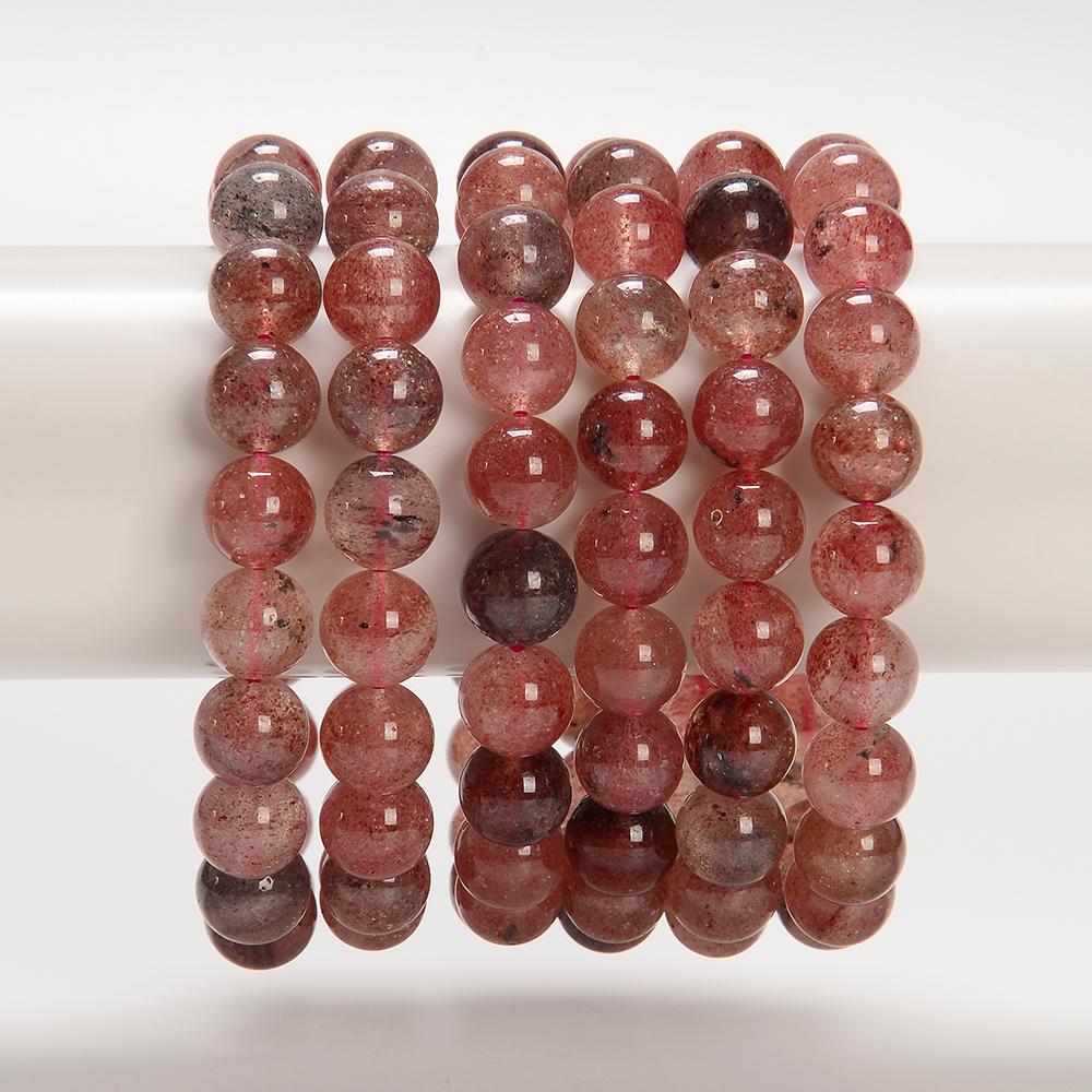 Natural Strawberry Lepidocrocite Quartz Gemstone Round Bracelet 8mm 9mm 10mm 12mm 7.5 Inch Strand (s54)