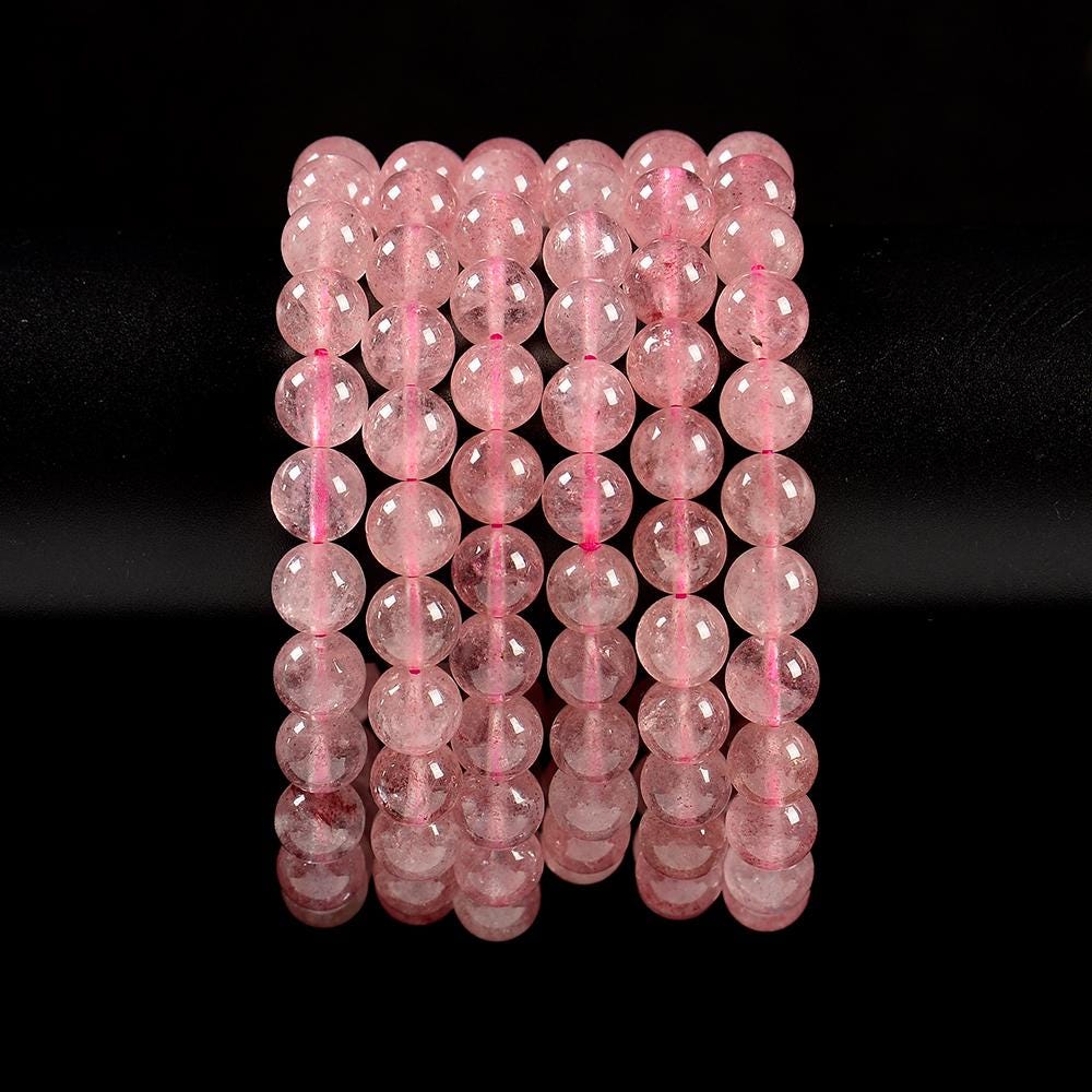 Natural Strawberry Lepidocrocite Quartz Gemstone Round Bracelet 5mm 6mm 7mm 8mm 7.5 Inch Strand (s54)