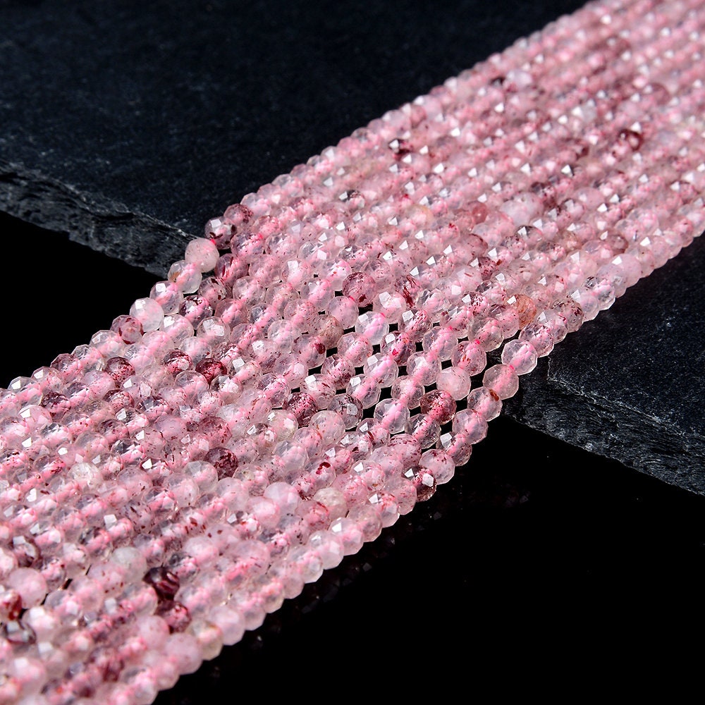 4x3mm Strawberry Lepidocrocite Quartz Gemstone Natural Grade Aa Micro Faceted Rondelle Beads 15 Inch Full Strand (80016403-p62)