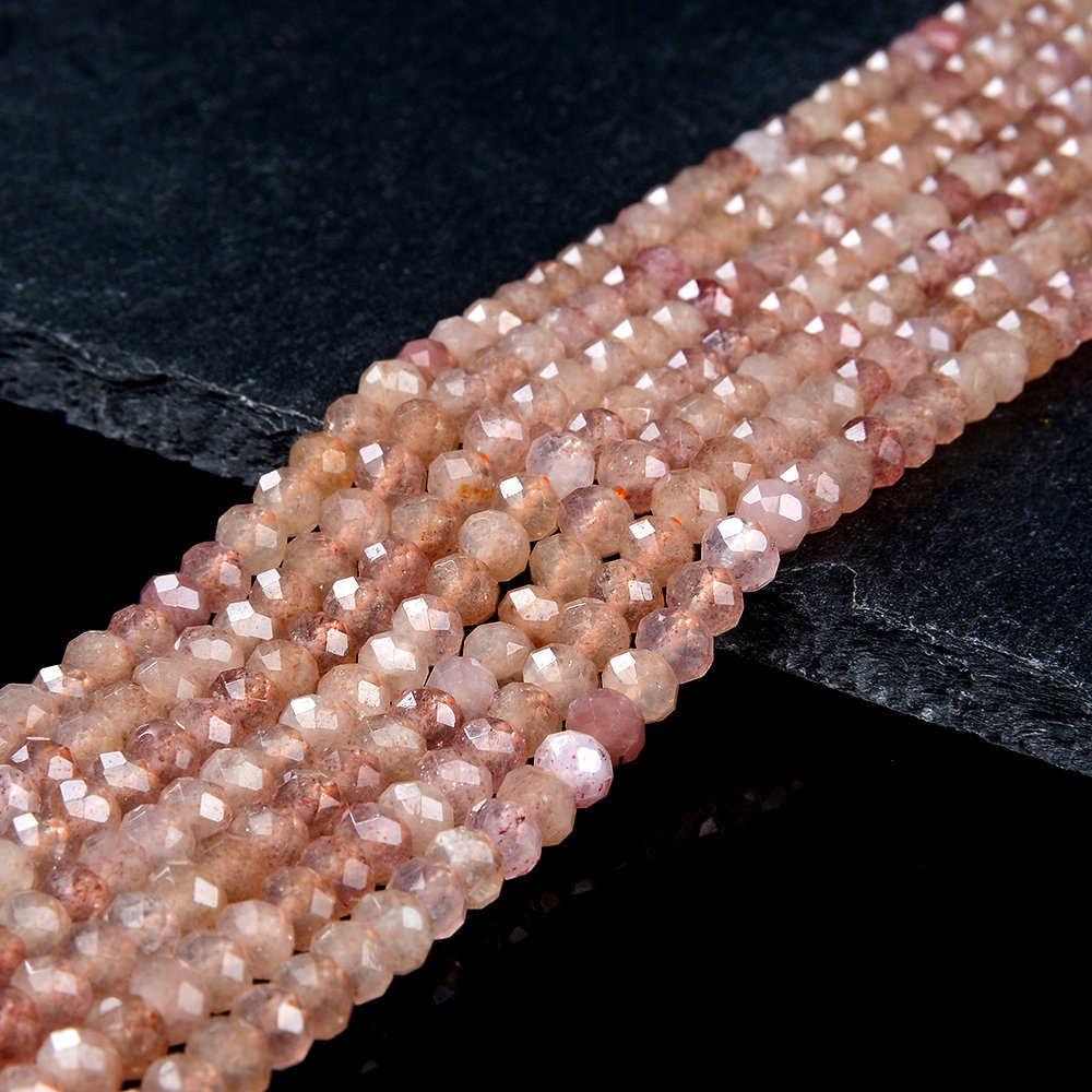 5x3mm Strawberry Lepidocrocite Quartz Gemstone Natural Grade Aa Micro Faceted Rondelle Beads 15 Inch Full Strand (80016405-p62)