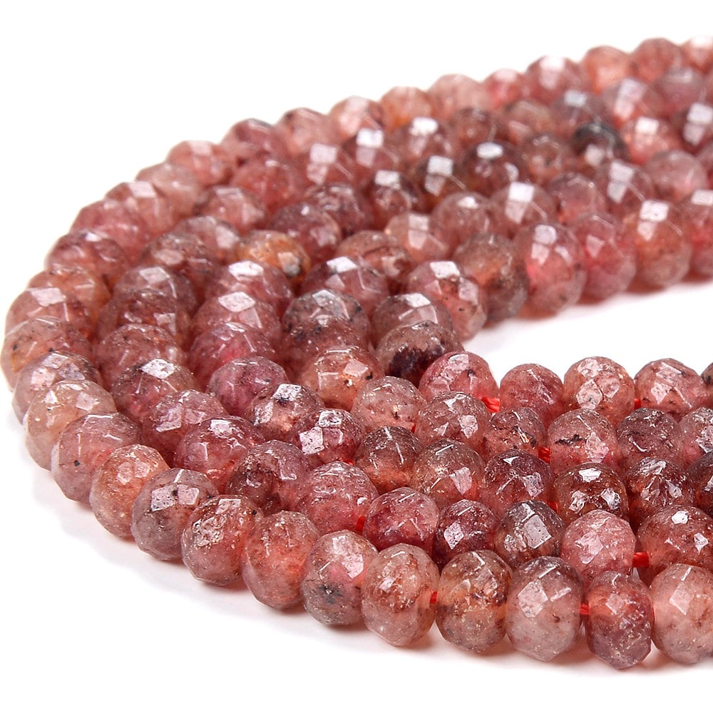 6x4mm Natural Dark Red Strawberry Lepidocrocite Quartz Gemstone Grade Aa Faceted Rondelle Loose Beads (d344)