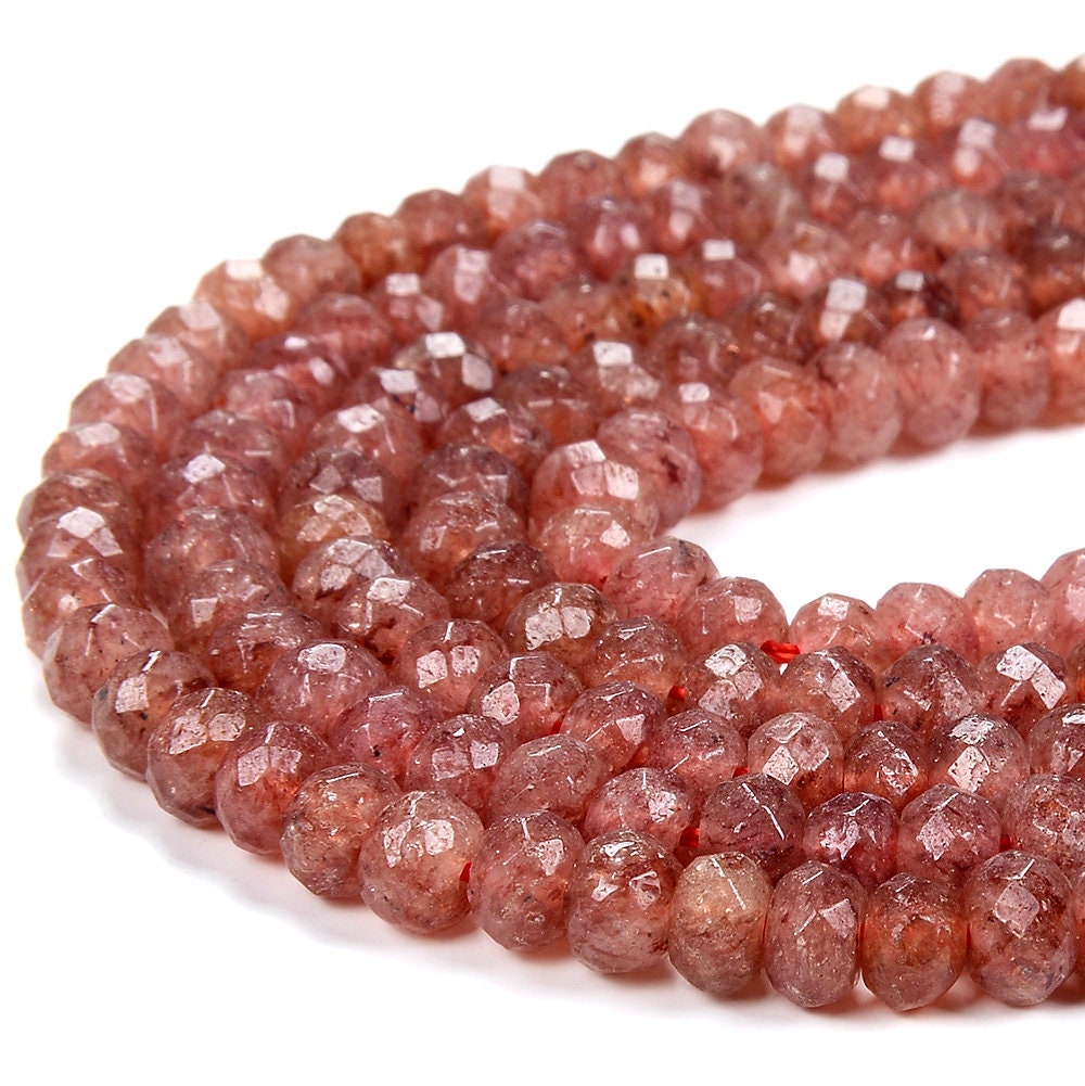 6x4mm Natural Red Strawberry Lepidocrocite Quartz Gemstone Grade Aaa Faceted Rondelle Loose Beads (d344)