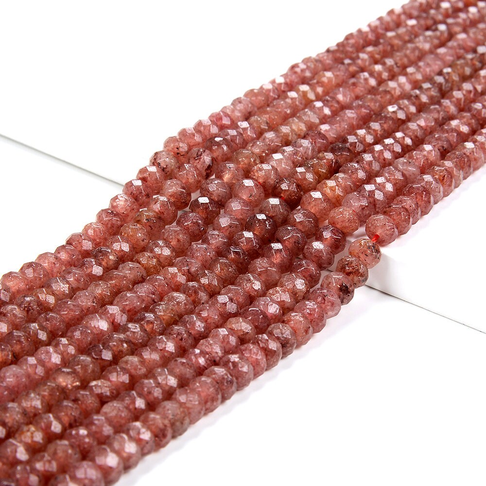 6x4mm Natural Red Strawberry Lepidocrocite Quartz Gemstone Grade Aaa Faceted Rondelle Loose Beads (d344)