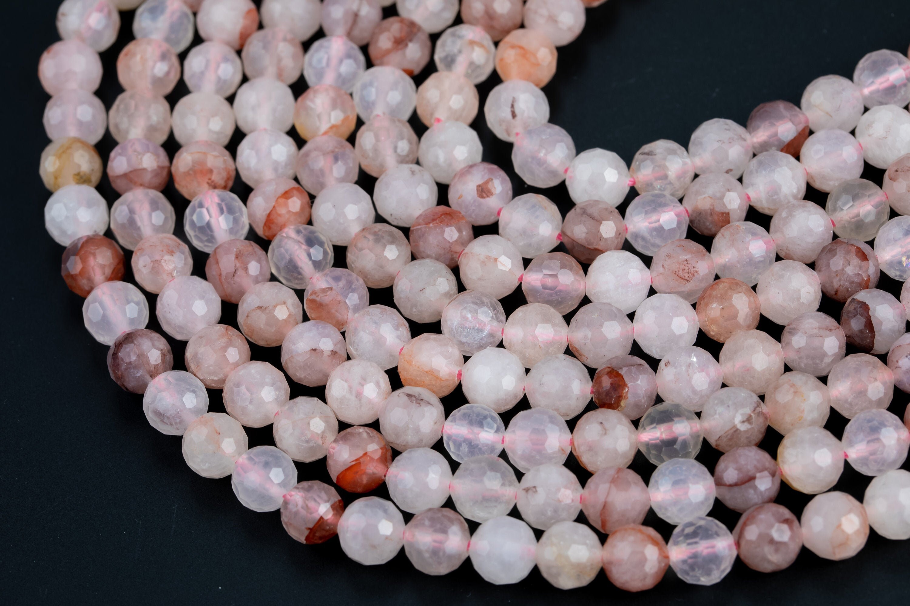 Natural Diamond Cut Hematoid Lepidocrocite Beads, A Quality In Diamond Cut Faceted Round-8mm - Wholesale Bulk Or Single Strand! Aaa Quality