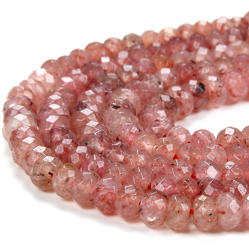 Natural Strawberry Lepidocrocite Quartz Gemstone Grade A Faceted Rondelle 6x4mm 8x5mm Loose Beads (d344)