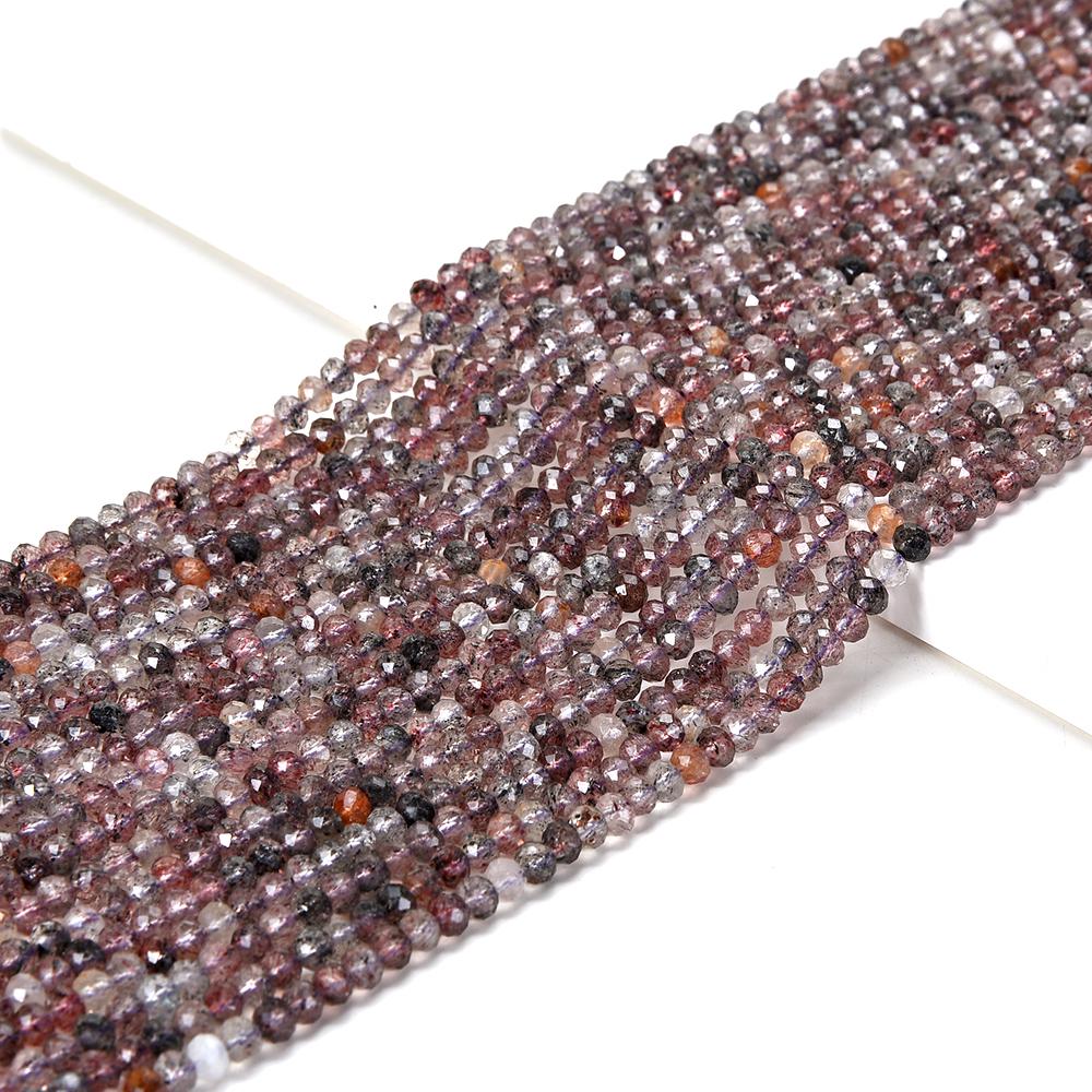Rare Super Seven Lepidocrocite Gemstone Natural Micro Faceted Rondelle 4x3mm Beads 15.5 Inch Full Strand (80019214-p103)