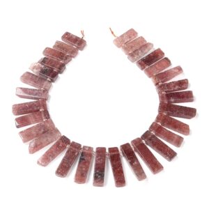 43X11-25X10MM Natural Strawberry Lepidocrocite Quartz Gemstone Gradated Slice Stick Points Loose Beads 15.5 inch Full Strand (80016532-S15)