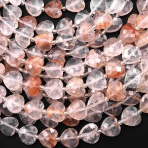 Faceted Natural Red Lepidocrocite Quartz Heart Beads 12mm Gemstone 15.5" Strand Faceted Natural Red Lepidocrocite Quartz Heart Beads 12mm Gemstone 15.5" Strand