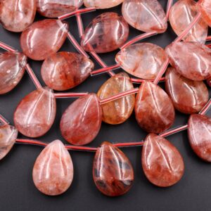 Large Natural Lepidocrocite Quartz Teardrop Beads Stunning Red Gemstone Pendant From Madagascar 15.5" Strand Large Natural Lepidocrocite Quartz Teardrop Beads Stunning Red Gemstone Pendant From Madagascar 15.5" Strand