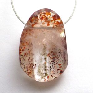 9.885 Carats Hematite Quartz Focal Bead Hematoid Red Inclusions Polished Crystal Hand Cut Clear Lepidocrocite Madagascar Ring Stone Quality