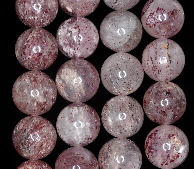 11mm Red Strawberry Lepidocrocite Gemstone Grade A Round Loose Beads 7 Inch Half Strand (90190555-726)