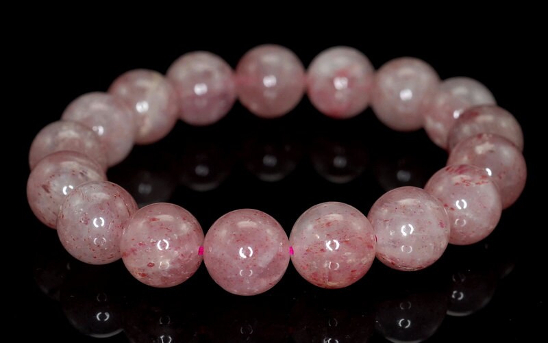 12mm Pink Strawberry Lepidocrocite Gemstone Grade A Round Loose Beads 7.5 Inch Half Strand (90190781-726)