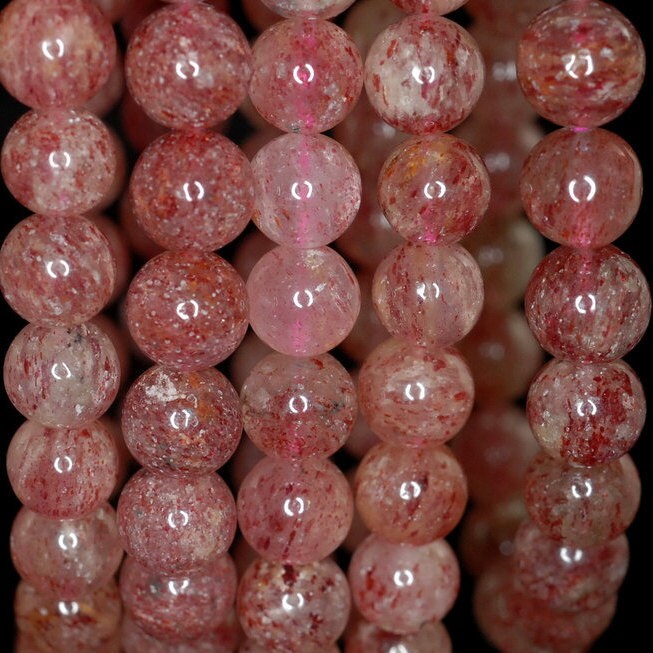 7mm Orange Strawberry Lepidocrocite Quartz Gemstone Aaa Round Loose Beads 7 Inch Half Strand (90190541-827)