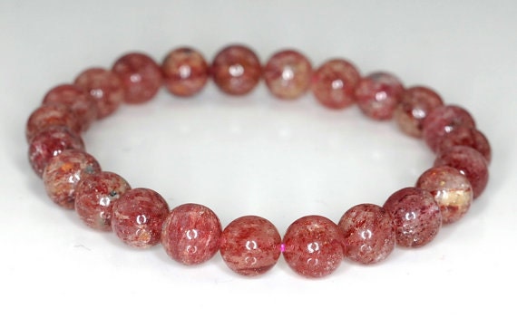 8mm Orange Strawberry Lepidocrocite Quartz Gemstone Grade Aaa Round Loose Beads 7 Inch Half Strand (90190533-827)