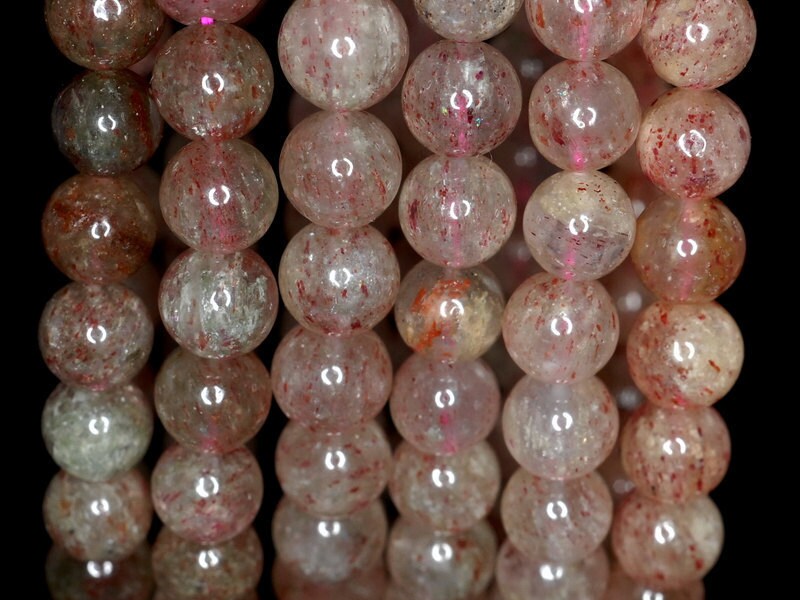 8mm Strawberry Lepidocrocite Quartz Gemstone Round Loose Beads 7 Inch Half Strand (90190535-827)