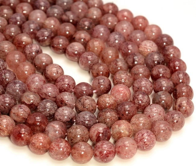 Genuine Strawberry Lepidocrocite Quartz Gemstone 4mm 6mm 8mm 10mm Round Loose Beads Full Strand
