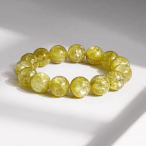 13-14MM Rutile Yellow Lepidolite Golden Mica AAA Round Big Size Beads Gemstone Bracelet For Men and Women
