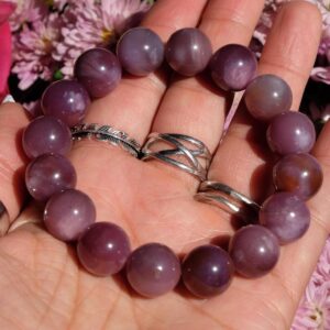 14mm Lepidolite Stretch Bead Bracelet Sku305