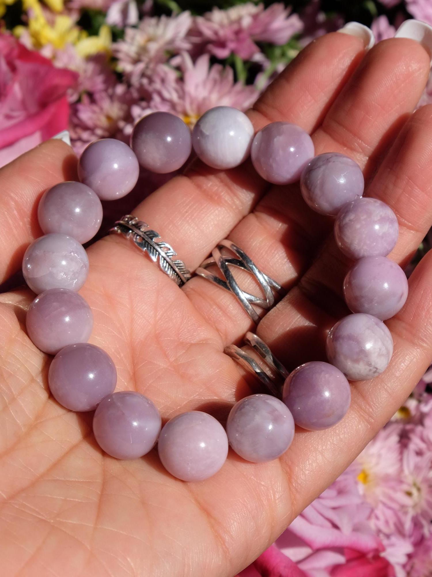 14mm Lepidolite Stretch Bead Bracelet Sku302