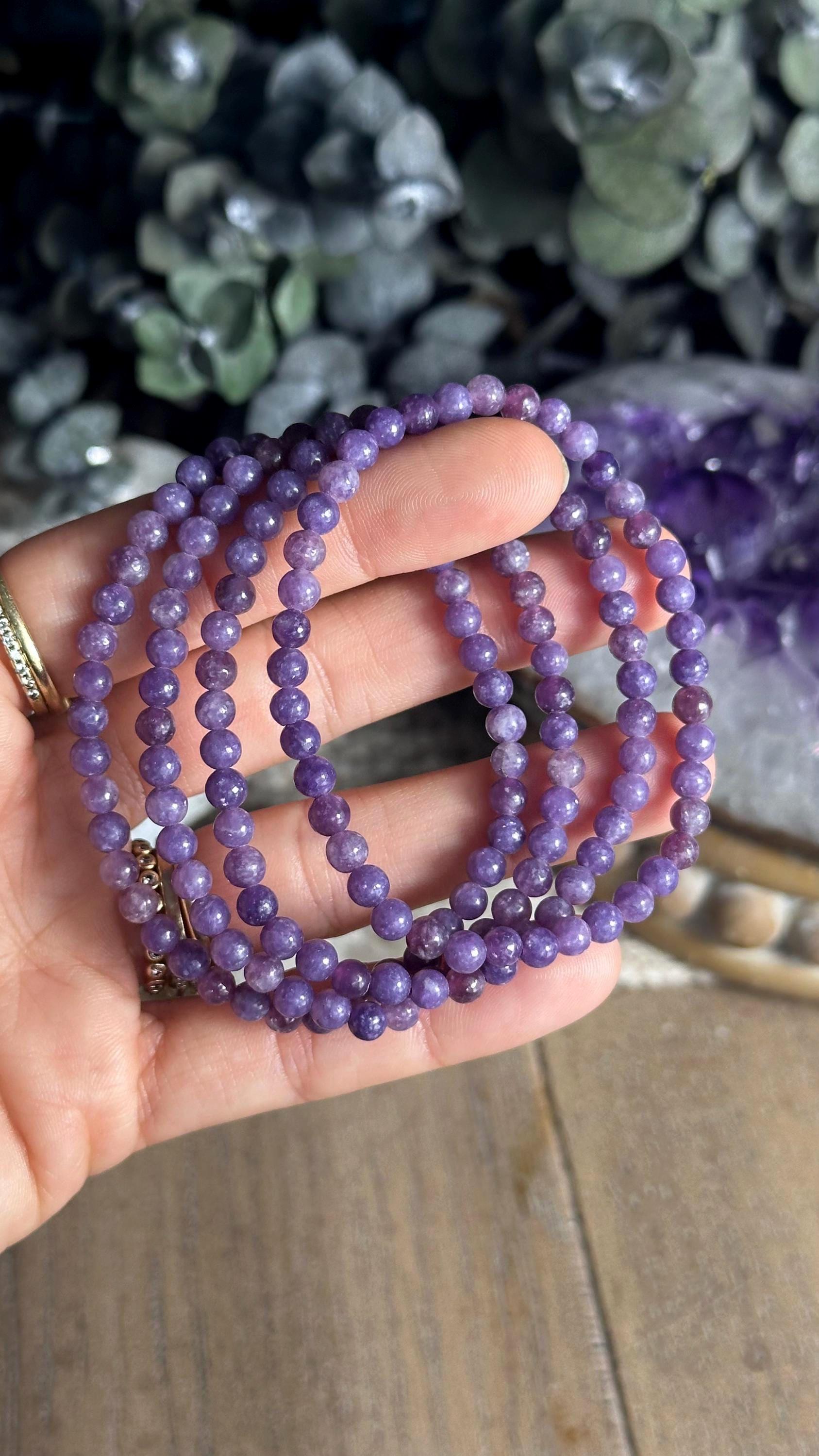 4mm Lepidolite Crystal Bead Bracelet