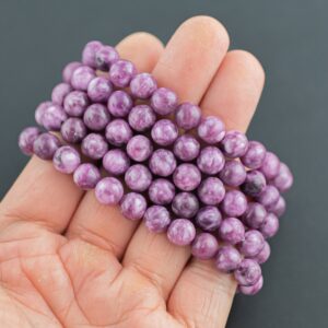 Lepidolite 6mm And 8mm Round Stretchy String Oval Bracelet Natural Crystal Gemstone Bracelets - Gemstone Bracelets Handmade Jewelry Bracelet