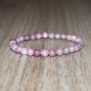 6mm Lepidolite Beaded Bracelet, Natural Crystal Jewelry
