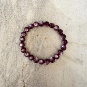 Lepidolite Bracelet - 9mm Lavender Stretch Handcrafted - Rare