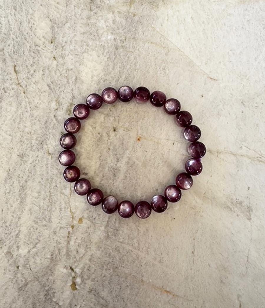 Lepidolite Bracelet - 9mm Lavender Stretch Handcrafted - Rare