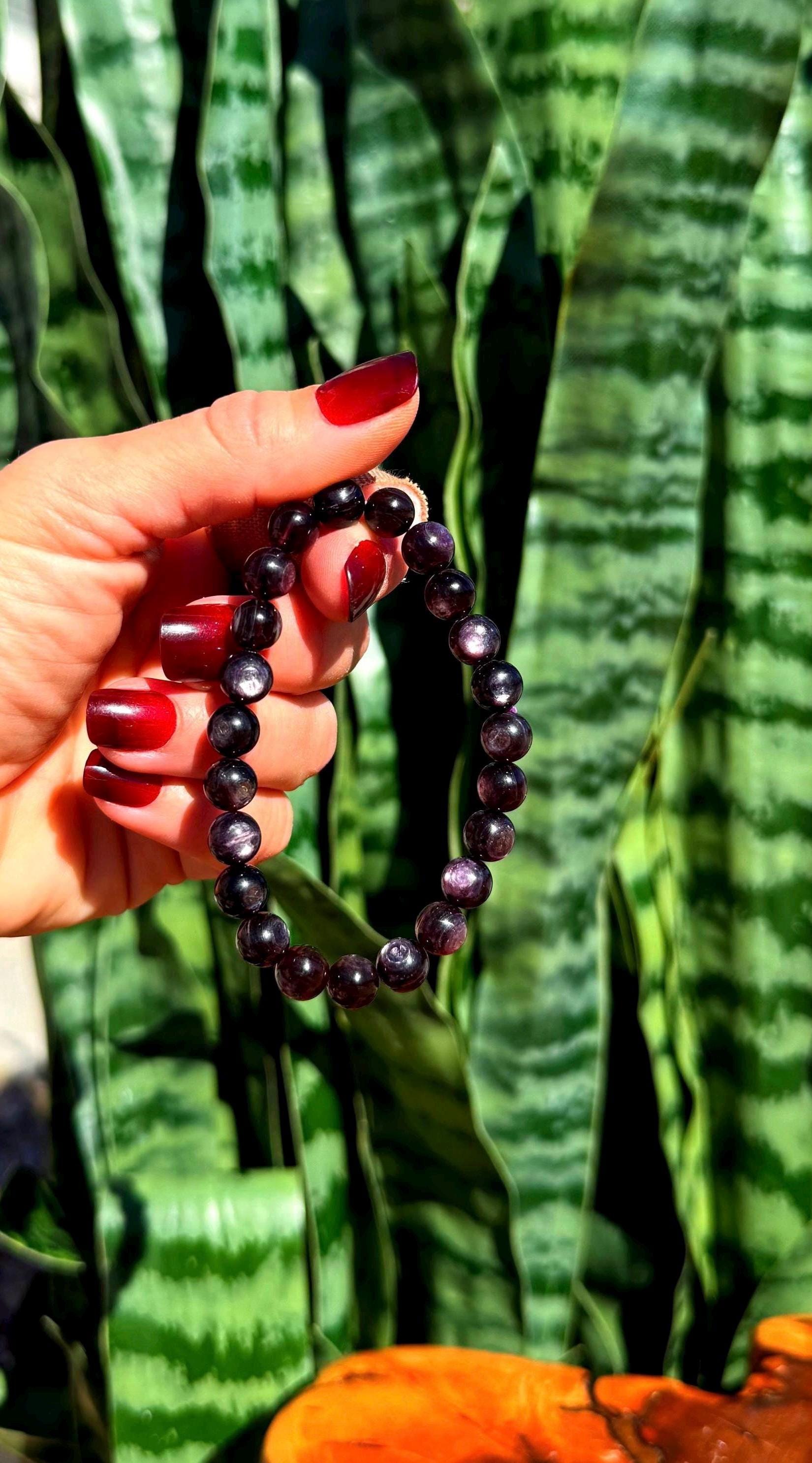 Lepidolite Bracelet - Aaa Grade Lepidolite Gemstone Beads - Stretchy