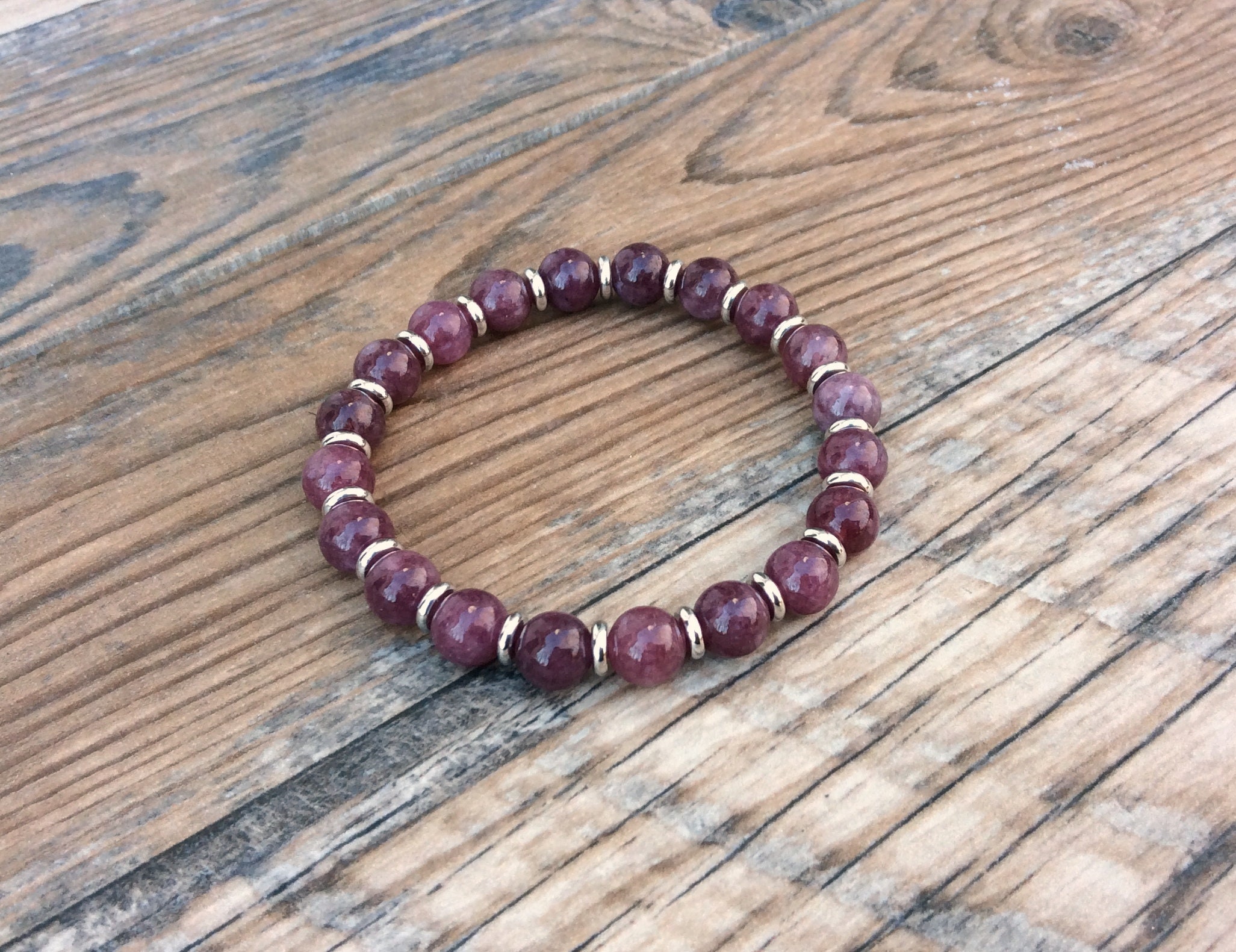 Elegant Pink Lepidolite Stretch Bracelet - Ideal Gift For Her