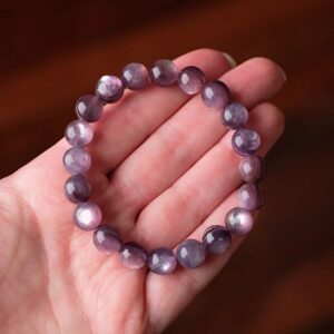 Gem Lepidolite Bracelet , High Quality Gem Lepidolite Stretch Bracelet