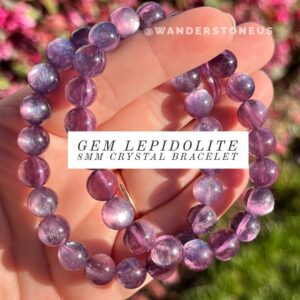 Gem Lepidolite Bracelet | Luxury Crystal Bracelet | Crystal Beaded Bracelet | Genuine Crystal Bracelet 8mm