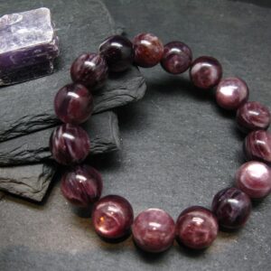 Lepidolite Genuine Bracelet ~ 7.5 Inches ~ 14mm Round Beads