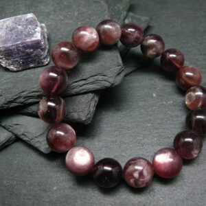 Lepidolite Genuine Bracelet ~ 7.5 Inches ~ 12mm Round Beads