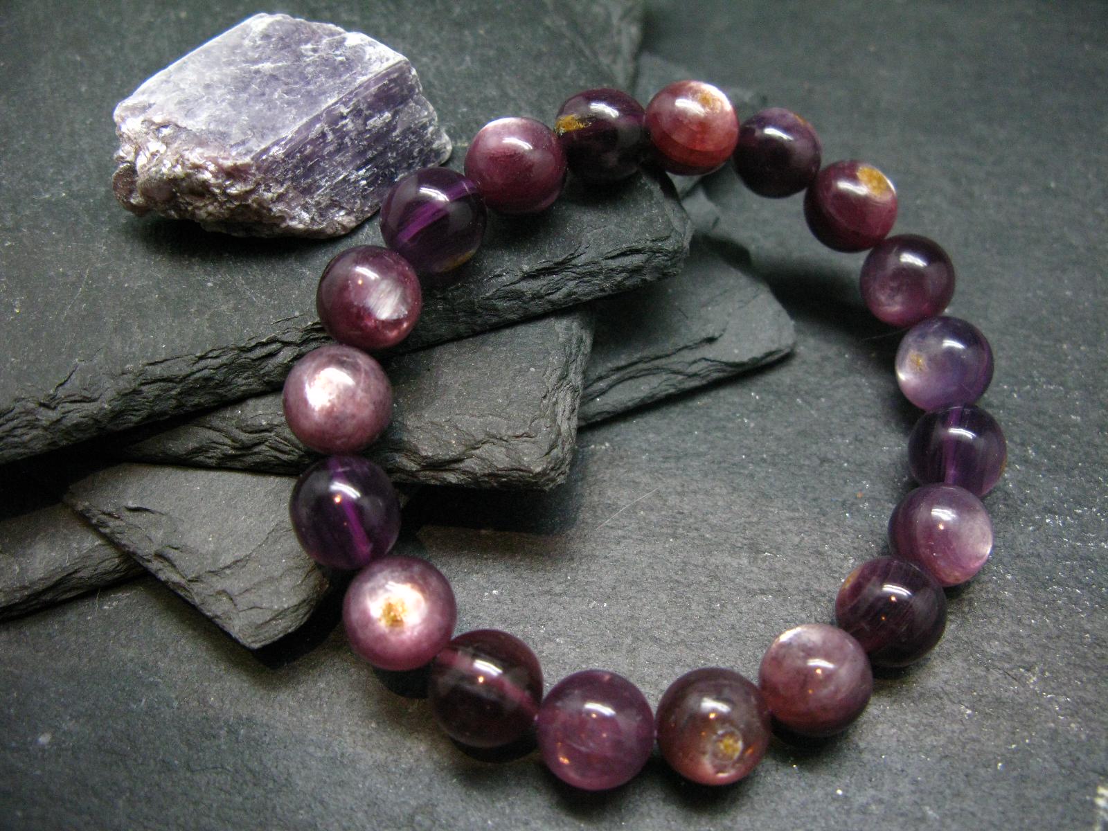 Lepidolite Genuine Bracelet ~ 7 Inches ~ 10mm Round Beads