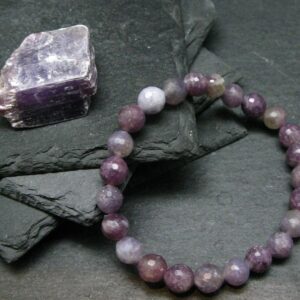 Lepidolite Genuine Bracelet ~ 7 Inches ~ 8mm Facetted Beads