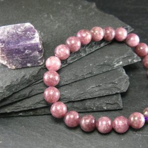 Lepidolite Genuine Bracelet ~ 7 Inches ~ 8mm Round Beads