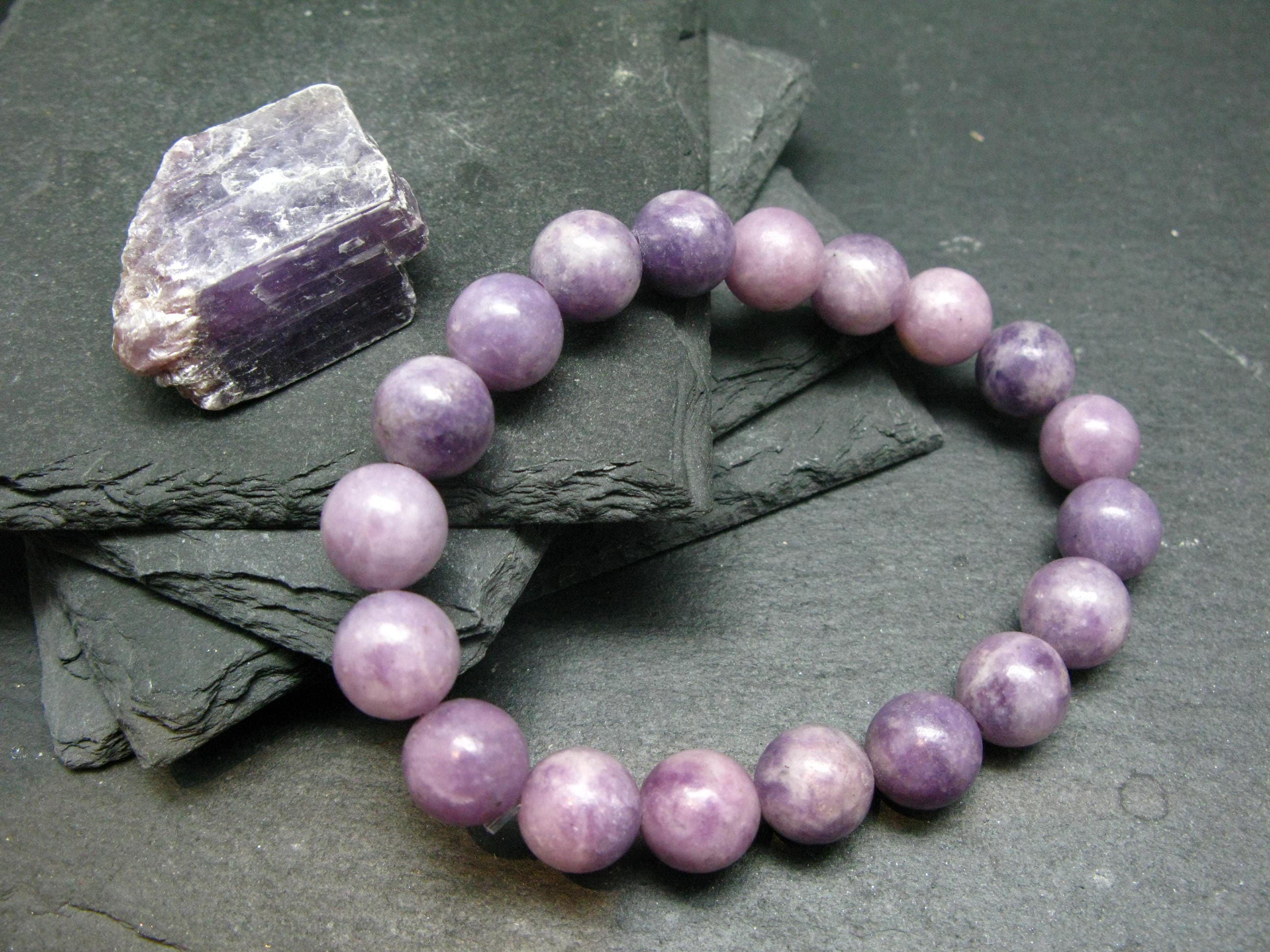 Lepidolite Genuine Bracelet ~ 7 Inches ~ 10mm Round Beads Lepidolite Genuine Bracelet ~ 7 Inches ~ 10mm Round Beads