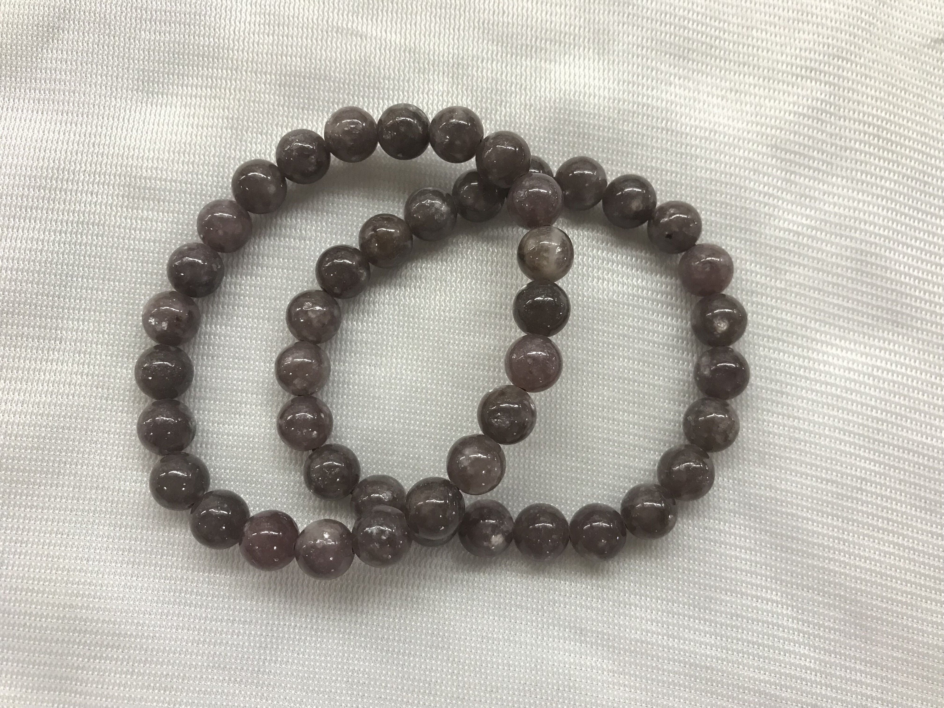 Genuine Purple Lepidolite 8mm Round Natural Gemstone Beads Finished Jewelry Bracelet Supply - 1piece