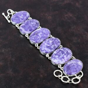 Lepidolite Bracelet: Handmade 925 Sterling Silver Adjustable Gemstone Jewelry