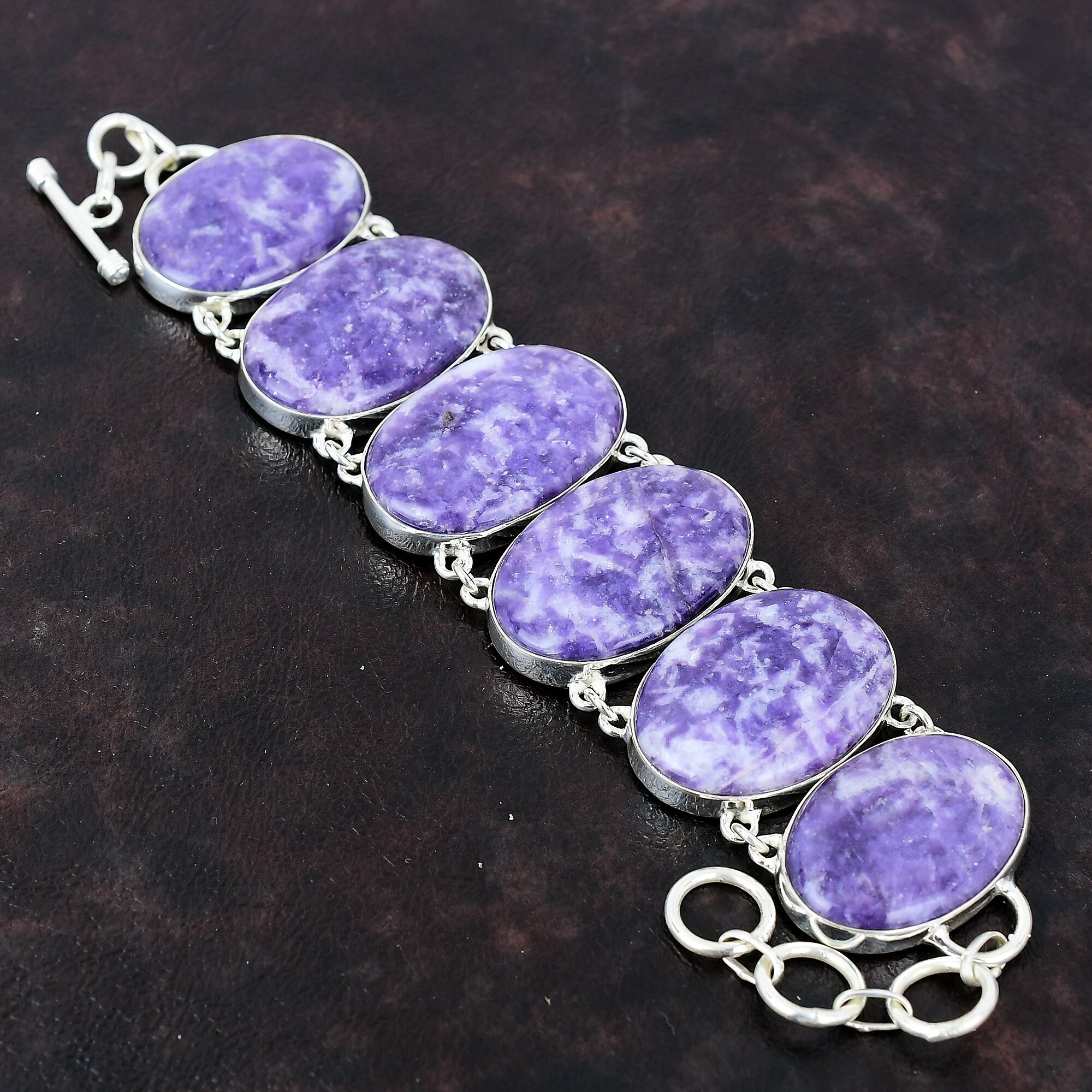 Lepidolite Bracelet: Handmade 925 Sterling Silver Adjustable Gemstone Jewelry