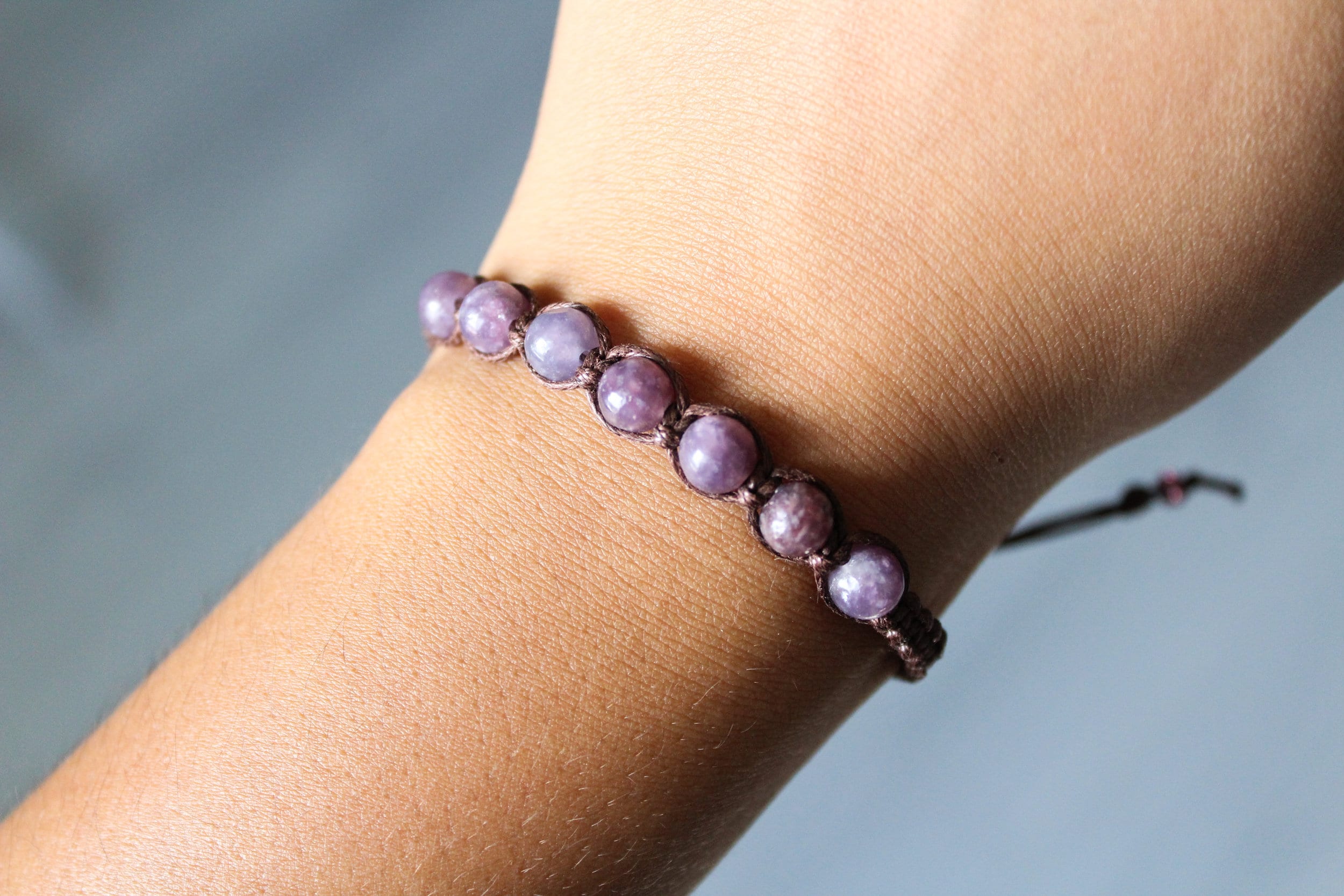 Handmade Lepidolite Bead Bracelet - Calming Stone Of Transition