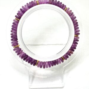 Handmade Purple Lepidolite Rondelle Bracelet 6.5" – 6mm Gemstone Beads With Gold Spacers - Pgb8r28