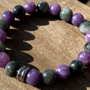 Hawks Eye and Lepidolite 8mm, Calming Healing Stone Bracelet or Anklet with Positive Healing Energy!