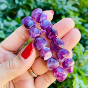 Lepidolite Heart Bracelet: Pink Purple Crystal Gemstone Jewelry