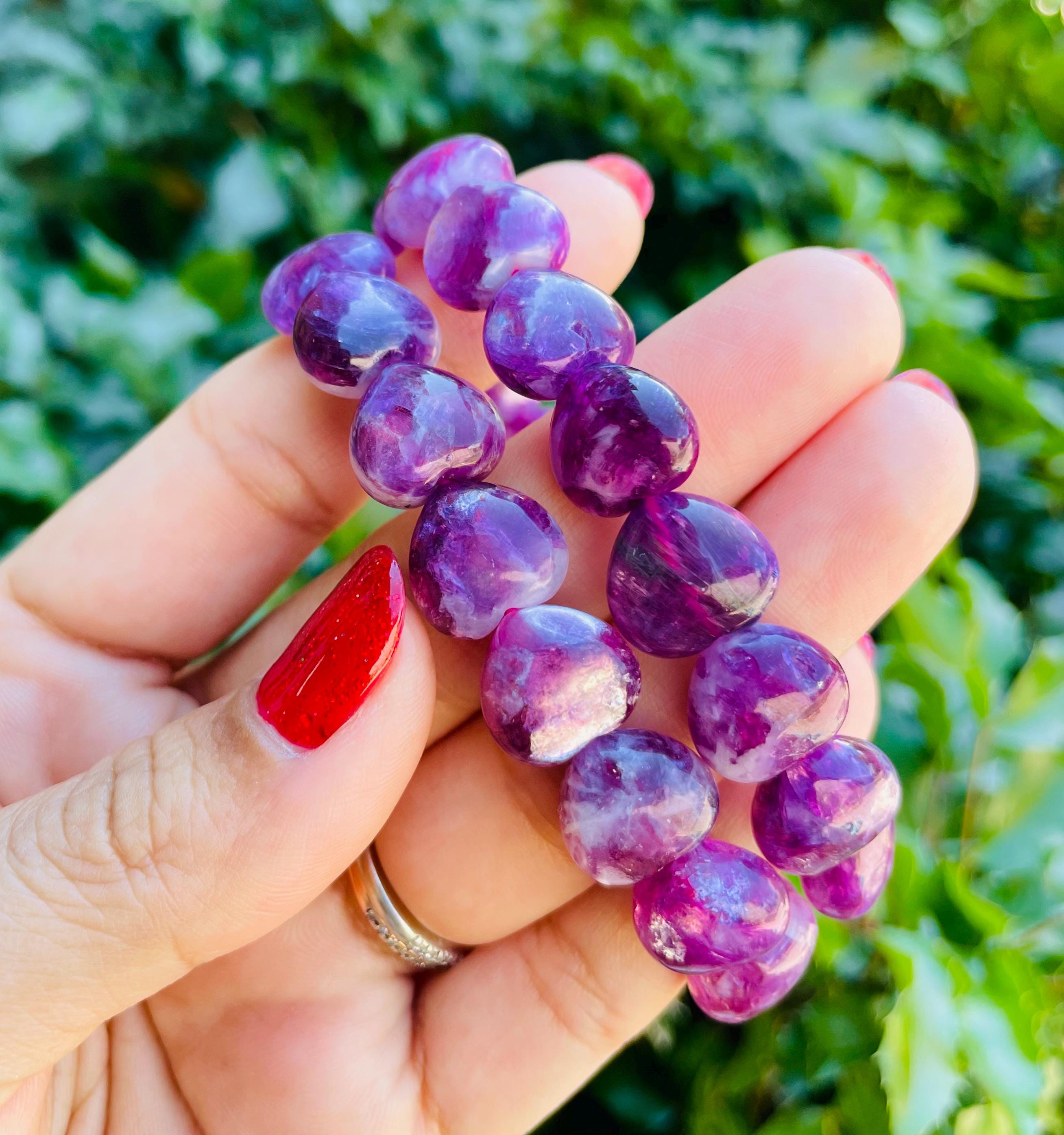 Lepidolite Heart Bracelet: Pink Purple Crystal Gemstone Jewelry