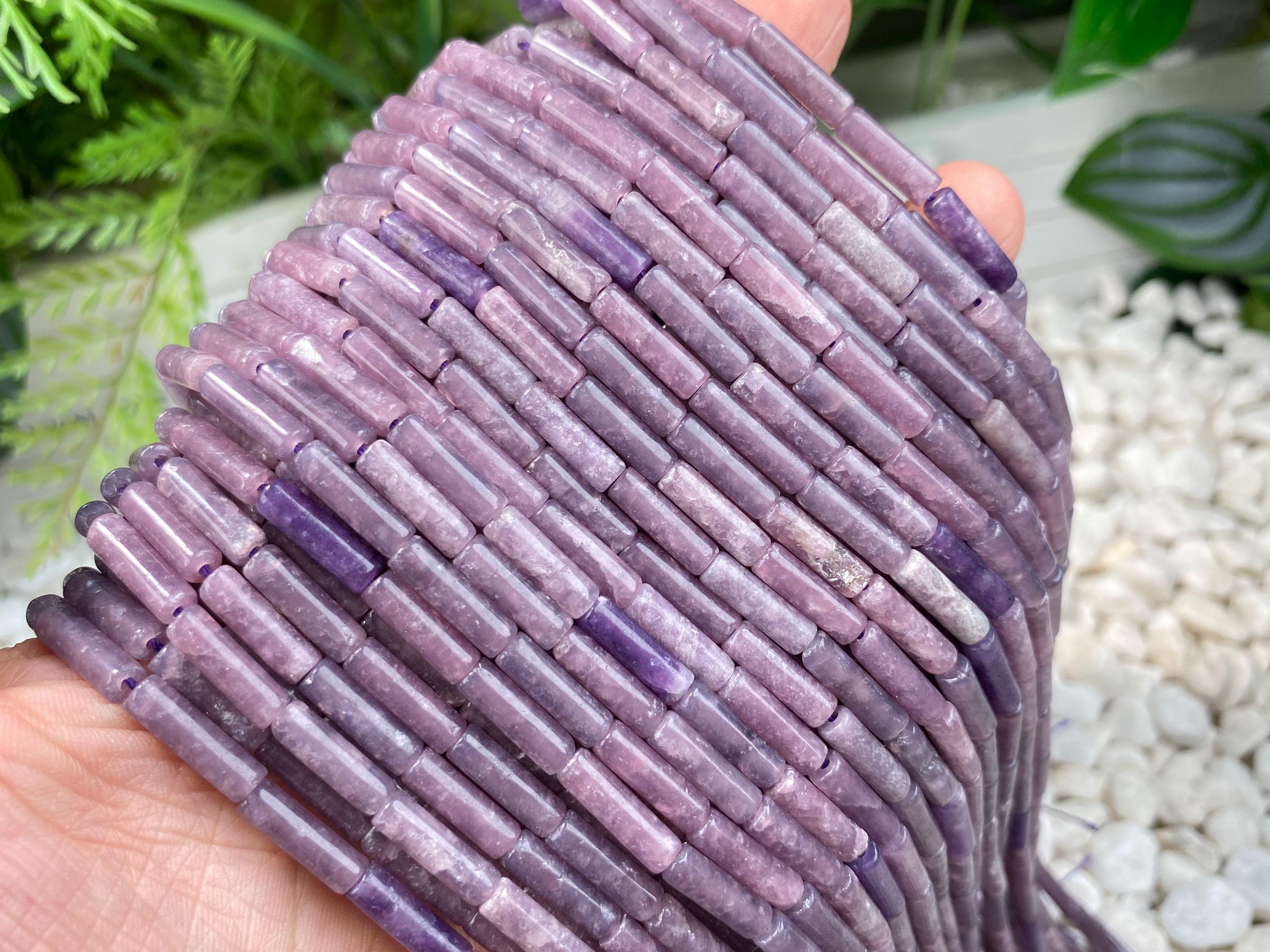 Natural 4x13mm Lepidolite Cylindrical Tube Gemstone Beads,for Jewelry Making Diy Neckalce/bracelets Semi Precious Stone Beads. Natural 4x13mm Lepidolite Cylindrical Tube Gemstone Beads,for Jewelry Making Diy Neckalce/bracelets Semi Precious Stone Beads.